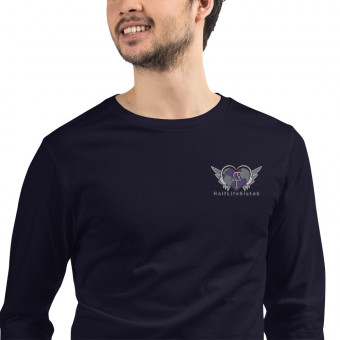 Heart MusicGlobe | Embroidered | Men's Long Sleeve T-Shirt