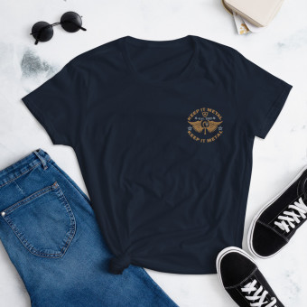 ''Keep It Metal'' HLS Unity Wings Embroidered Souljah Badge - Women's Fashion Fit T-Shirt - Gold
