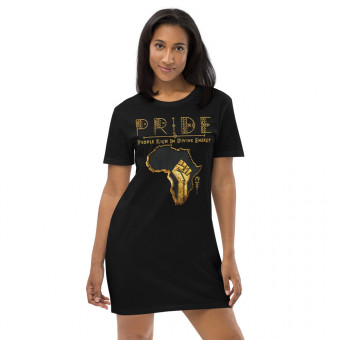 Black Pride - Gold & Wood - Organic Cotton T-Shirt Dress V1