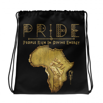 Black Pride - Gold & Wood - Drawstring Bag - V4