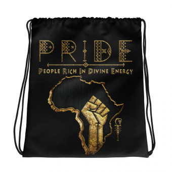 Black Pride - Gold & Wood - Drawstring Bag - V1