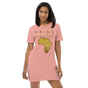 Black Pride - Gold & Wood - Organic Cotton T-Shirt Dress V3